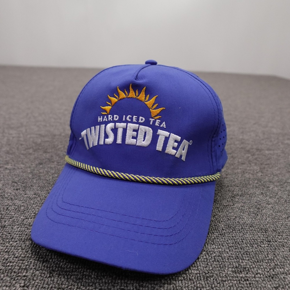 Twisted Tea Hat Cap Snap Back Mens One Size Blue Rope Perforated Baseball‎ Beer